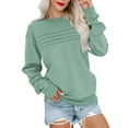 thumbnail image 1 of SWQZVT Sweatshirts for Women Long Sleeve Casual Pullover Tops Crewneck Fall Pleated Fashion Green Womens Sweatshirt L, 1 of 6
