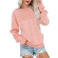 thumbnail image 1 of SWQZVT Sweatshirts for Women Long Sleeve Casual Pullover Tops Fall Crewneck Soft Comfort Ladies Knit Pink Sweatshirt L, 1 of 6