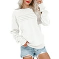 thumbnail image 1 of SWQZVT Sweatshirts for Women Long Sleeve Casual Pullover Tops Ladies Fall Trendy Crewneck Comfy Pleated White Sweatshirt XXL, 1 of 6