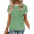 thumbnail image 1 of SWQZVT T Shirts for Womens Tops Summer Clothes Short Sleeve Trendy Crew Neck Blouses Ladies Clothing Pullover Cotton Green S, 1 of 9