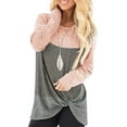 thumbnail image 1 of SWQZVT Tunic Tops for Women Long Sleeve Tops Crew Neck T Shirts Loose Fit Fashion Color Block Blouses Pink Fall Shirts for Legging Casual Twist Knot Pullover Sweatshirts Size XL, 1 of 5