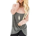 thumbnail image 1 of SWQZVT Tunic Tops for Women Long Sleeve Tops Crew Neck T Shirts Loose Fit Fashion Color Block Blouses Pink Fall Shirts for Legging Casual Twist Knot Pullover Sweatshirts Size M, 1 of 5