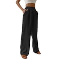 thumbnail image 1 of SWQZVT Wide Leg Linen Pants Womens High Waisted Loose Casual Pants with Pockets Trousers Slacks Palazzo Lightweight Pants, 1 of 8