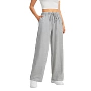 SWQZVT Wide Leg Sweatpants Womens Casual Drawstring Sweat Pants Baggy Elastic Gray Lounge Pants with Pockets L