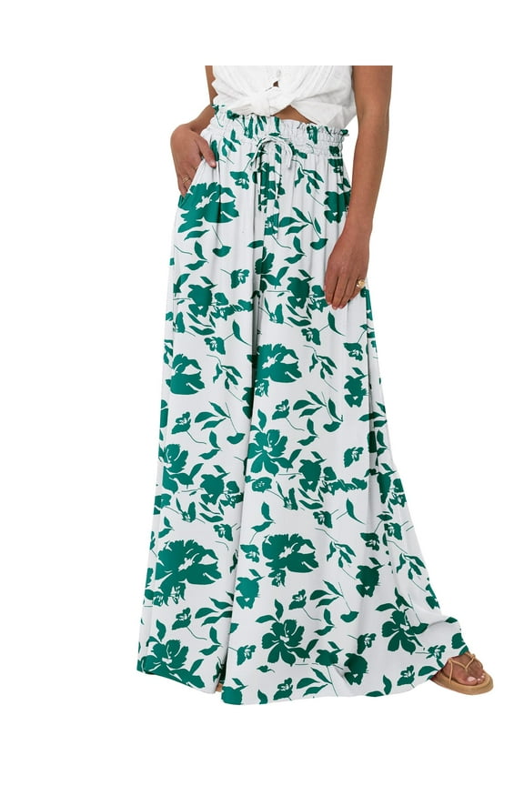 Womens High Waist Pants Casual Wide Leg Palazzo Lounge Pants Comfy Loose Dress Pants for Womens Clothes Drawstring Flowy Pants Adjustable Trousers Flowy