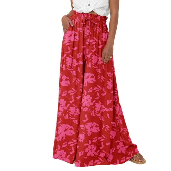 SWQZVT Womens Wide Leg Pants Loose High Elastic Waisted Business Casual Long Trousers Pant for Womens Clothes Drawstring Flowy Pants Adjustable Palazzo Flowy Pants