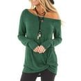 thumbnail image 1 of SWQZVT Women T Shirts Cold Shoulder Long Sleeve Tops Casual Fall Twist Knot Top Fahion Comfy Tunic Blouse S-2XL, 1 of 6