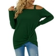 thumbnail image 1 of SWQZVT Women's Cold Shoulder Tops Long Sleeve Twist Knot Tops Fashion Sexy Tunic Blouse Dressy Tshirts Size XL, 1 of 6