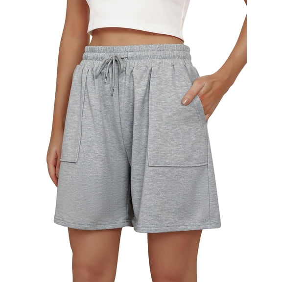 SWQZVT Women's Sweat Shorts with Pockets, Elastic Drawstring Waist Casual Athletic Lounge Running Shorts