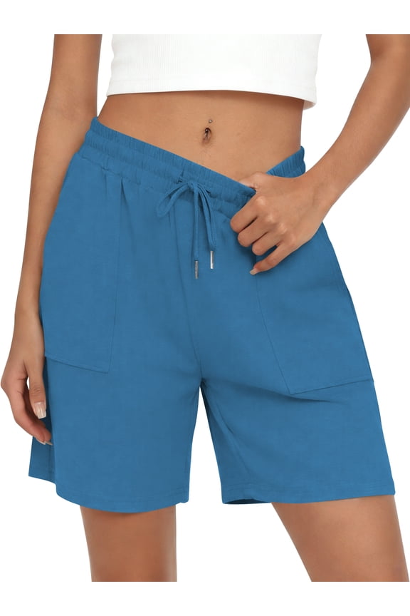 Women's Sweat Shorts with Pockets, Elastic Drawstring Waist Casual Athletic Lounge Running Shorts