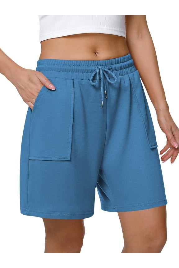 Women's Sweat Shorts with Pockets, Elastic Drawstring Waist Casual Athletic Lounge Running Shorts