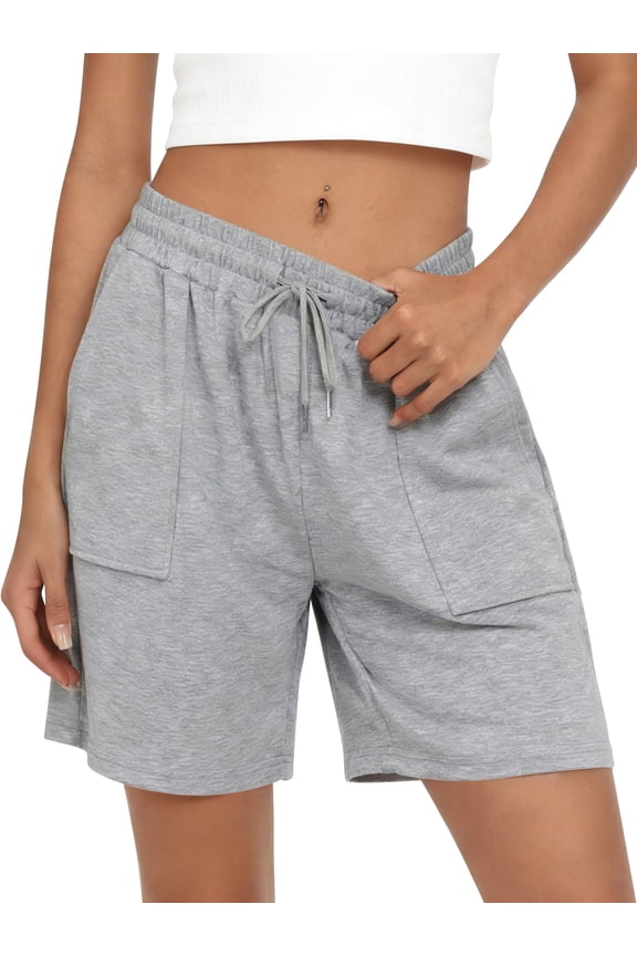 Women's Sweat Shorts with Pockets, Elastic Drawstring Waist Casual Athletic Lounge Running Shorts