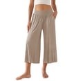 thumbnail image 1 of SWQZVT Women's Wide Leg Palazzo Lounge Capri Pants with Pockets High Waist Cropped Yoga Casual Pajama Pants, 1 of 6
