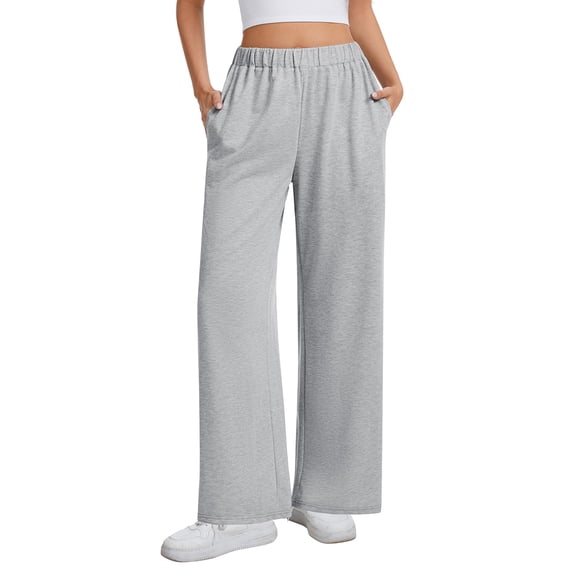 SWQZVT Women's Wide Leg Sweatpants, High Waisted Straight Leg Joggers with Pockets, Casual Drawstring Elastic Waist Lounge Pants