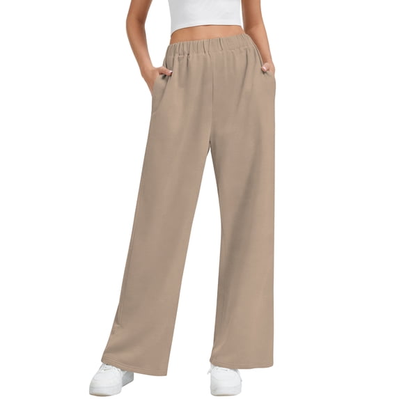 SWQZVT Women's Wide Leg Sweatpants, High Waisted Straight Leg Joggers with Pockets, Casual Drawstring Elastic Waist Lounge Pants