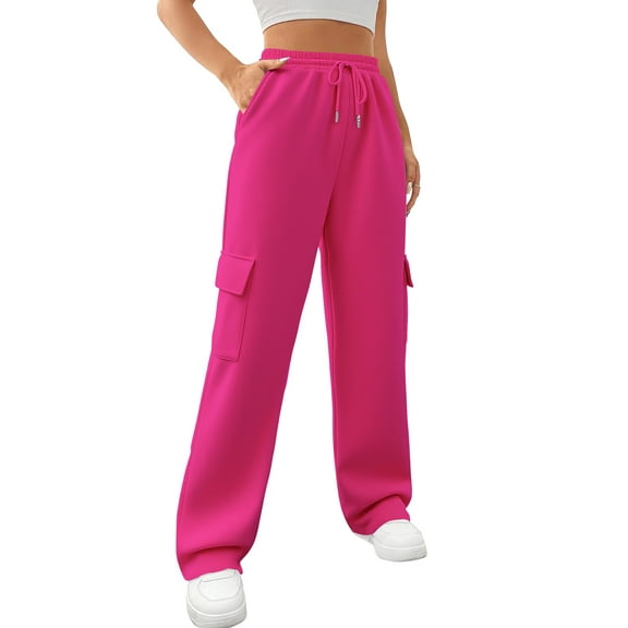 SWQZVT Womens Cargo Sweatpants Baggy Fleece High Waisted Joggers Sweat Pants Athletic Pants with Pockets