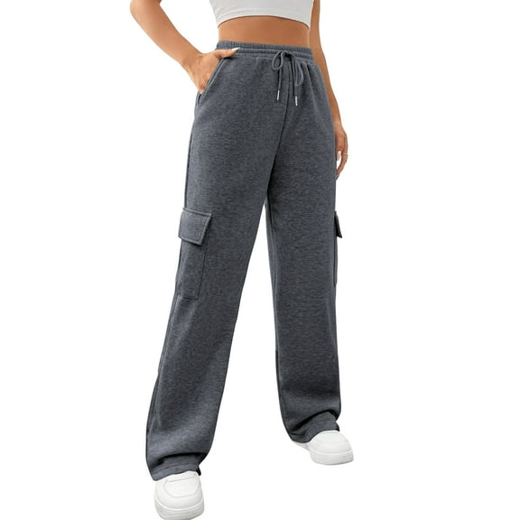 SWQZVT Womens Cargo Sweatpants Baggy Fleece High Waisted Joggers Sweat Pants Athletic Pants with Pockets