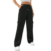 SWQZVT Womens Cargo Sweatpants Baggy Fleece High Waisted Joggers Sweat Pants Athletic Pants with Pockets