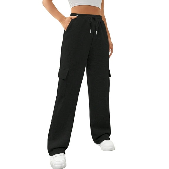 SWQZVT Womens Cargo Sweatpants Baggy High Waisted Joggers Sweat Pants Athletic Pants with Pockets