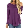 thumbnail image 1 of SWQZVT Womens Casual Long Sleeve Round Neck Top Spring Going Out Blouse for Woman Tunic T Shirt S-2XL Size, 1 of 6