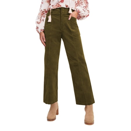 SWQZVT Womens Corduroy Pants Elastic Waist Straight Leg Pants with Pockets Fall Keep Warm Comfy Solid Casual Trousers S