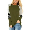 thumbnail image 1 of SWQZVT Womens Fall Tops Long Sleeve Shirts Crew Neck T-Shirts for Women Workout Pullover Sweatshirts Fashion Leopard Print Tops Casual Loose Tunics Tops Armygreen Blouses Size XL, 1 of 6