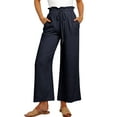thumbnail image 1 of SWQZVT Womens Linen Pants Wide Leg Pants Casual Pants High Waisted Drawstring Straight Long Trousers Womens Fashion Palazzo Pants for Womens Clothes Slacks Lightweight Pants, 1 of 10