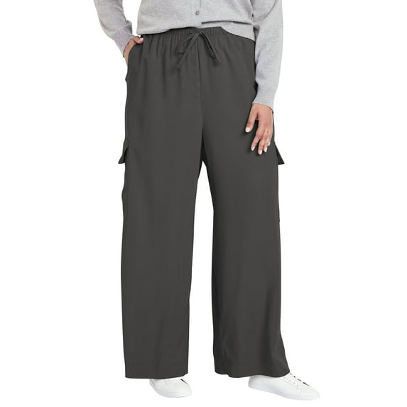 SWQZVT Womens Pants Plus Size Cargo Pants for Women Casual Loose Wide Leg Drawstring Pants With Pockets Lightweight Soft Lounge Pants 2XL