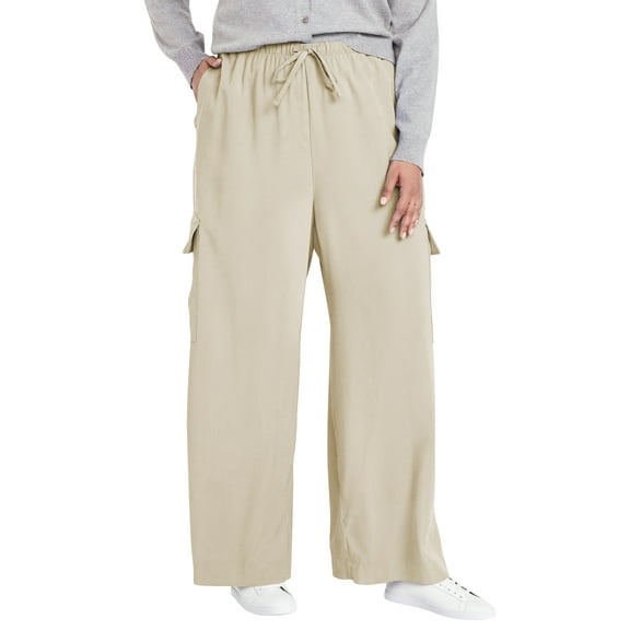 SWQZVT Womens Pants Plus Size Cargo Pants for Women Casual Wide Leg Drawstring Pants Lightweight Comfy Lounge Pants with Pockets 4XL