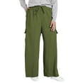 thumbnail image 1 of SWQZVT Womens Pants Plus Size Cargo Pants for Women Lightweight Wide Leg Loose Drawstring Pants Elastic Waist Lounge Pants With Pockets 2XL, 1 of 7