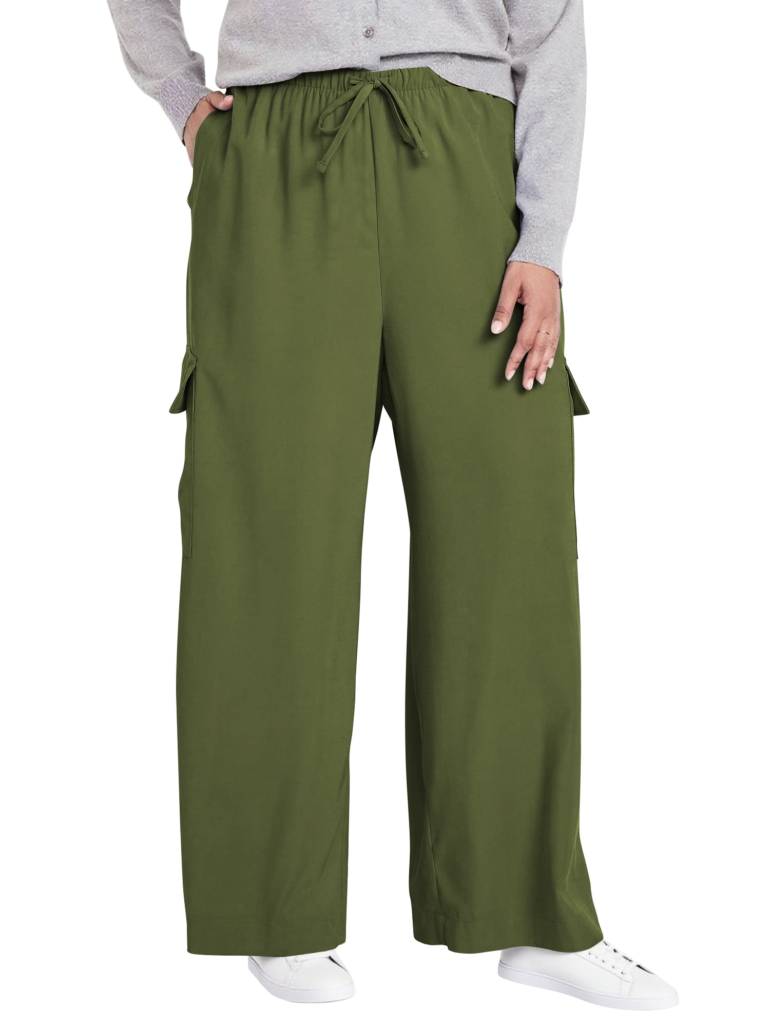 Mnyycxen Women's Cargo Jogger Pants Elastic High Waist Baggy