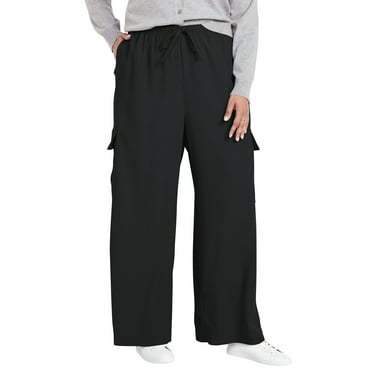 SWQZVT Womens Pants Plus Size Cargo Pants for Women Wide Leg Elastic Waist Drawstring Pants With Pockets loose Comfy Lounge Pants 3XL