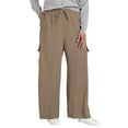 thumbnail image 1 of SWQZVT Womens Pants Plus Size Cargo Pants with Pockets Elastic Waist Drawstring Pants for Women Lightweight Wide Leg Pants 5XL, 1 of 7
