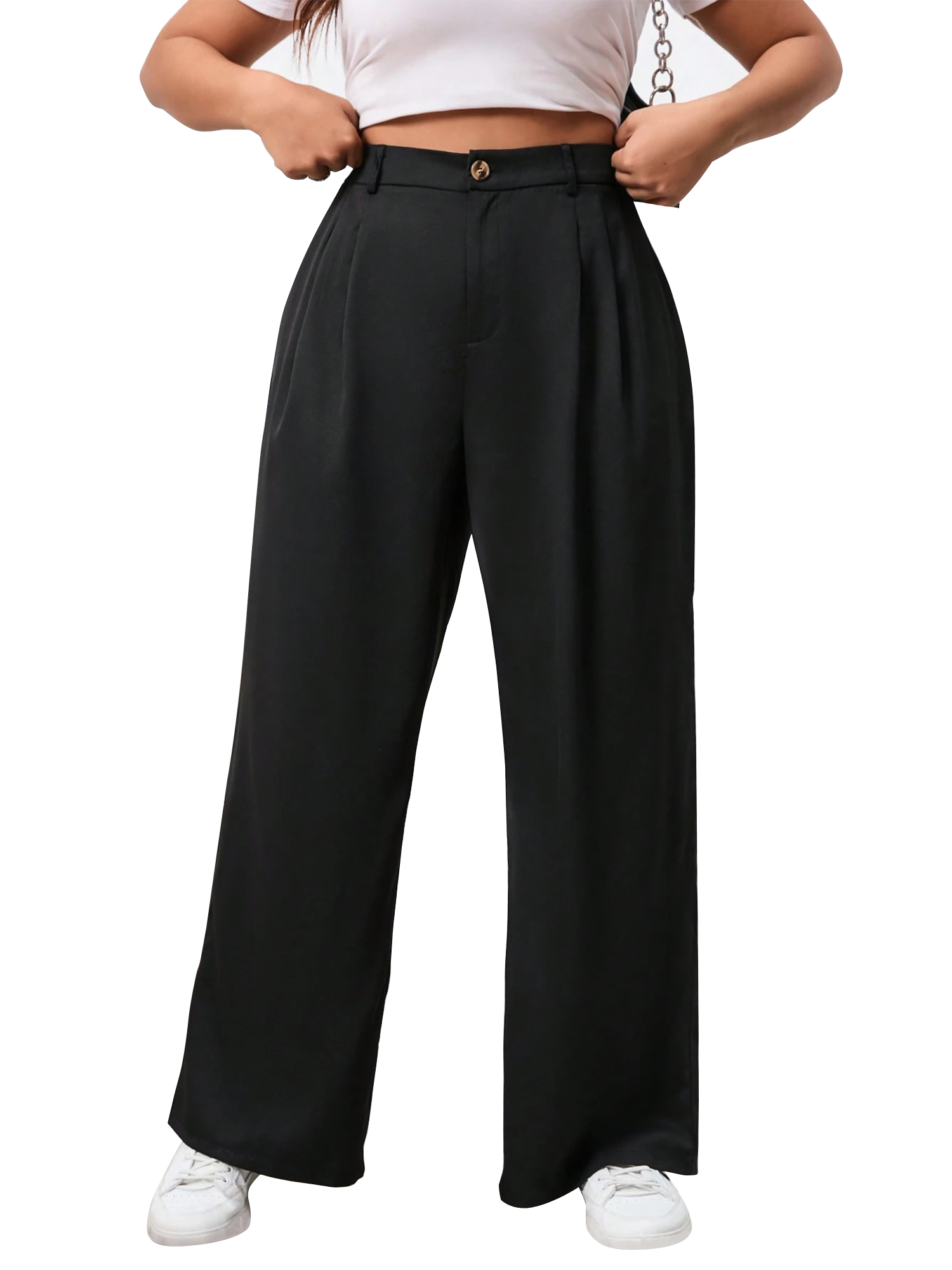 SWQZVT Womens Pants Plus Size Pants for Women Black Wide Leg Dress ...