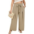thumbnail image 1 of LANREMON Womens Pants Plus Size Wide Leg Summer Casual High Waisted Pants for Women Loose Flowy Work Khaki Pants for Women Pants XXL, 1 of 9