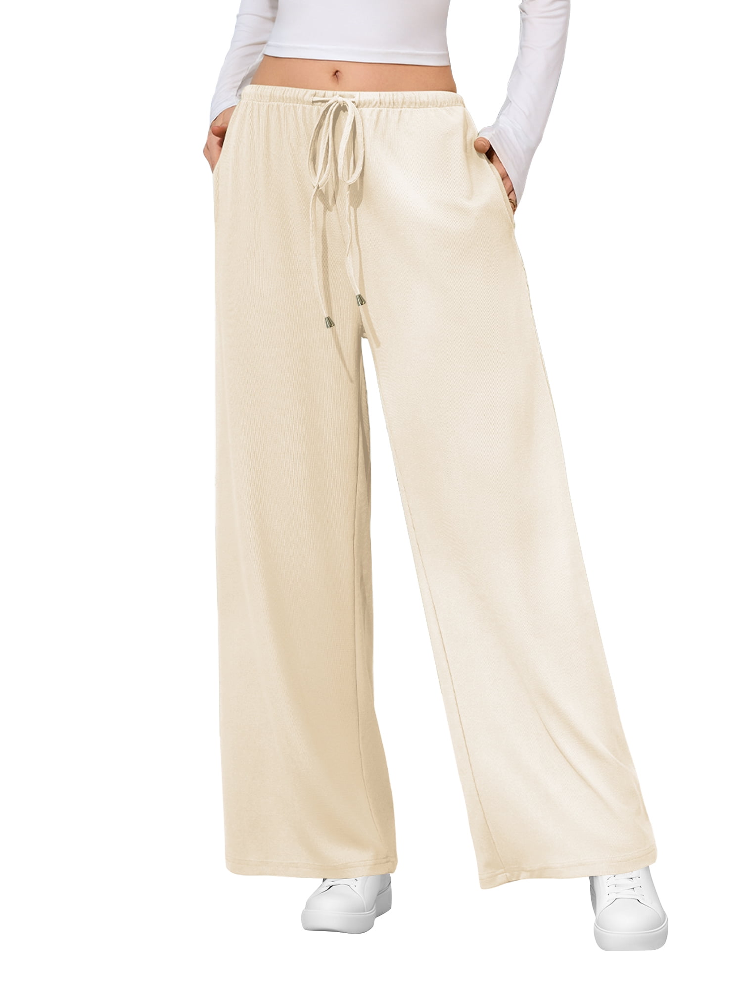 Womens Deep Emerald Waffle Wide Leg Pants