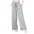 thumbnail image 1 of SWQZVT Womens Pants Waffle Wide Leg Casual Pants for Women Drawstring Workout Comfy Lounge Pants Grey with Pockets M, 1 of 7