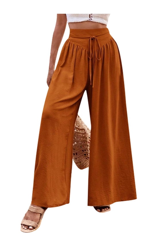 Womens Pants Wide Leg Dress Pants Casual Summer Pants for Women's Loose Louge Red Palazzo Pants for Women High Waisted Pants L