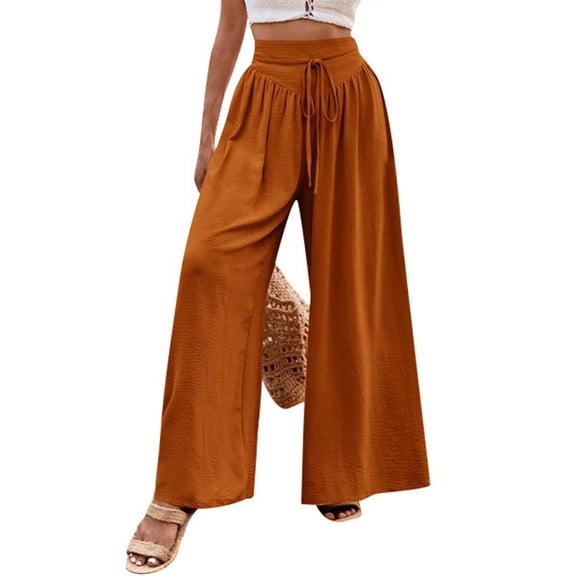 SWQZVT Womens Pants Wide Leg Dress Pants Casual Summer Pants for Women's Loose Louge Red Palazzo Pants for Women High Waisted Pants M