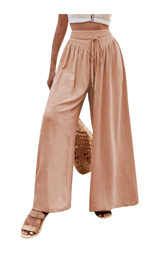 Womens Pants Wide Leg Dress Pants Summer Casual High Waisted Pants for Women Loose Flowy Work Pink Pants for Women Palazzo Pants L