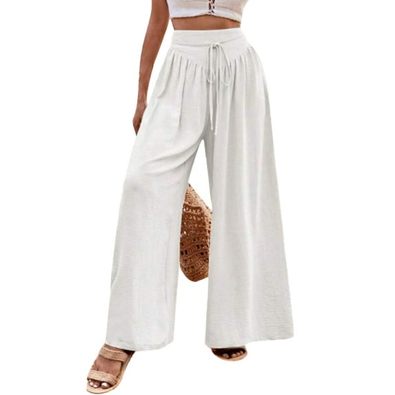 SWQZVT Womens Pants Wide Leg Dress Pants Summer Casual Pants for Women Loose Flowy Work White Pants for Women Palazzo High Waisted Pants XL