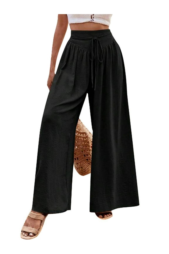 Womens Pants Wide Leg Dress Pants Summer Casual Pants for Women Loose Louge Black Pants Palazzo Pants for Women High Waisted Pants M