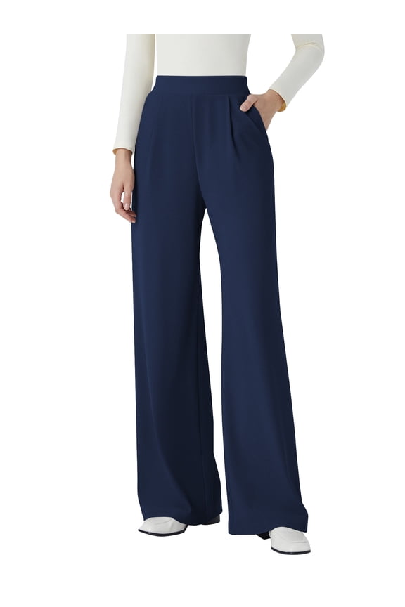Womens Pants Wide Leg Pants for Women Soft Comfy High Waisted Palazzo Pants with Pockets Solid Casual Pants L