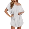 thumbnail image 1 of SWQZVT Womens Sleep Shirts V Neck Nightgown Oversized T Shirt Nightshirt Short Sleeve Cotton Sleepwear Lounge Dress, 1 of 8