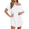 thumbnail image 1 of SWQZVT Womens Sleep Shirts V Neck Nightgown Oversized T Shirt Nightshirt Short Sleeve Cotton Sleepwear Lounge Dress, 1 of 8