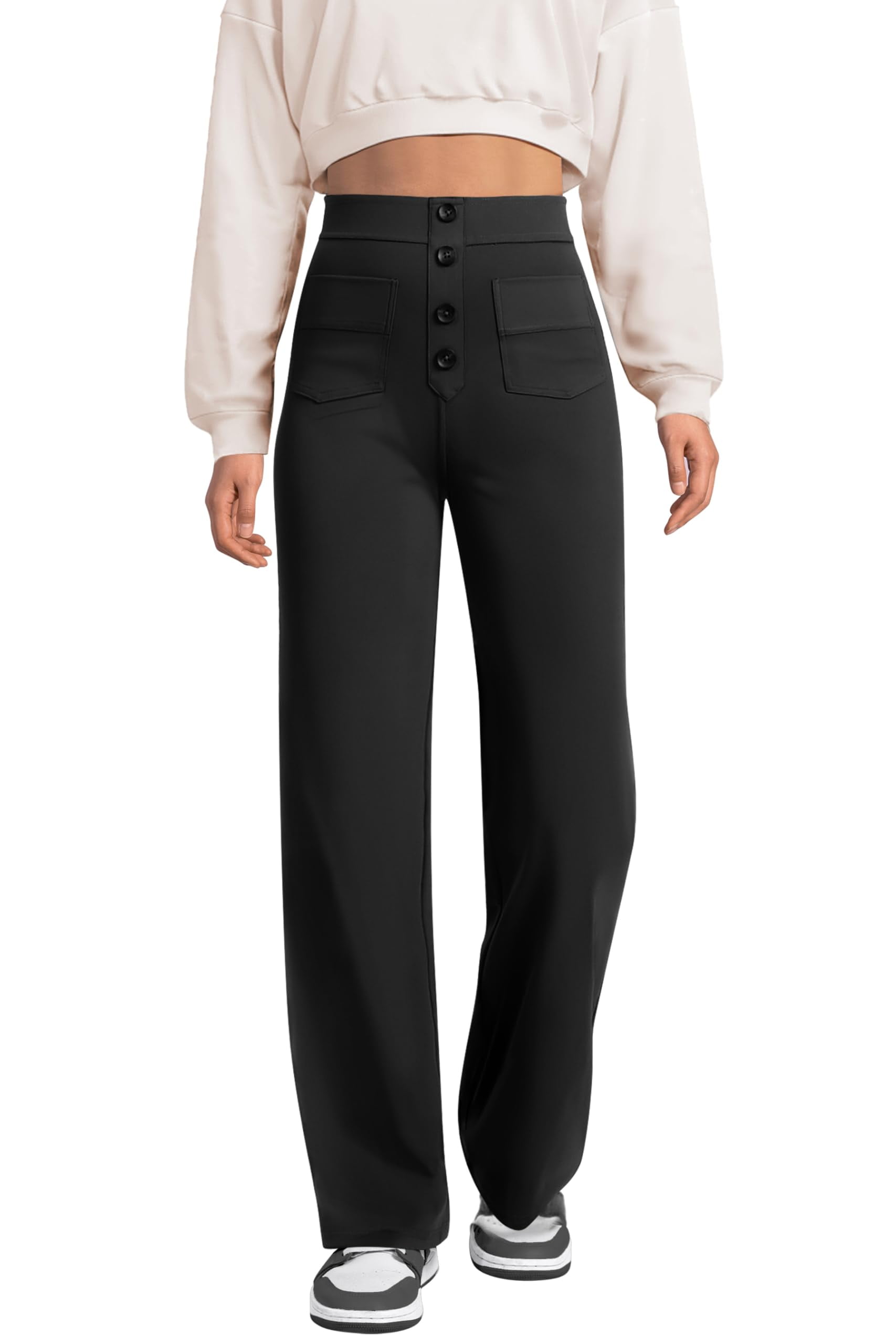 パンツ wide straight slacks used Amazon.com: High Waisted Wide Leg Pants for Women Business