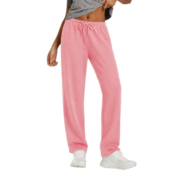 SWQZVT Womens Straight Leg Sweatpants Drawstring Sweat Pants with Pockets Elastic Waisted Lounge Casual Trousers