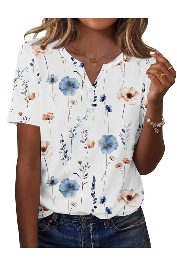 Womens Summer Tops Casual Short Sleeve V Neck Shirts Business Dressy Work Blouses