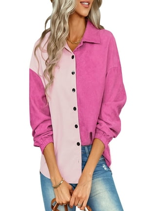  Womens Corduroy Pink Jacket Aritzia Dupes Shacket Button  Down Long Sleeve Shirt Fall Shackets Preppy Things