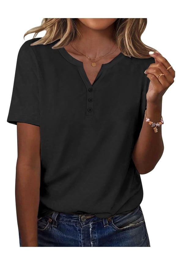 Womens Tops Dressy Casual Blouses V Neck Work Shirts Trendy Tops Summer Short Sleeve Business Dressy Work Tops